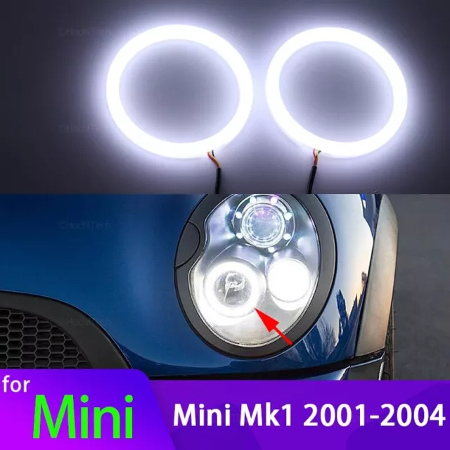 2x LED Angel Eyes Kit Cotton White Halo Ring for BMW Mini Mk1 R50 R53 2001-2004
