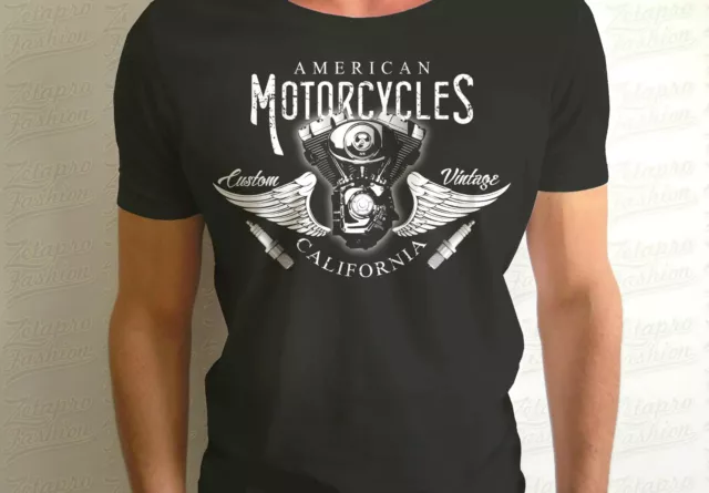 T-Shirt Maglia Biker Motociclisti American Motorcycles Teschio Rock Custom