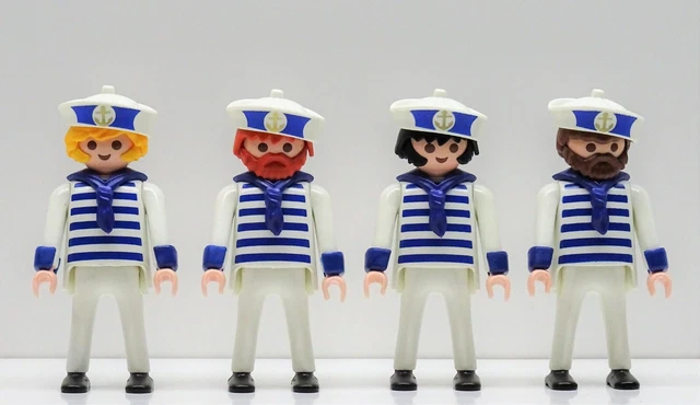 5 Soldats Playmobil Garde Hussard Dragon – Bleu Et Beige, Pour Custom Napoleonic