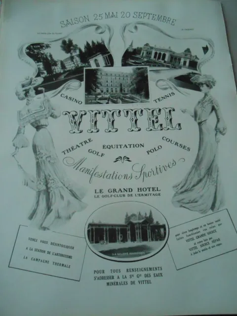 Publicitté Advertising 1950  Vittel Saison Casino Golf Théatre Polo courses