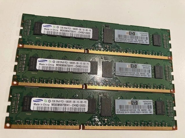 Genuine HP 8GB Server RAM Kit Samsung 4x 2GB 2Rx8 PC3-10600R ECC DDR3 RDIMM