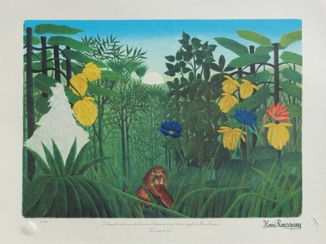 Henri ROUSSEAU : Le repas du Lion, LITHOGRAPHIE Originale signée, 1976