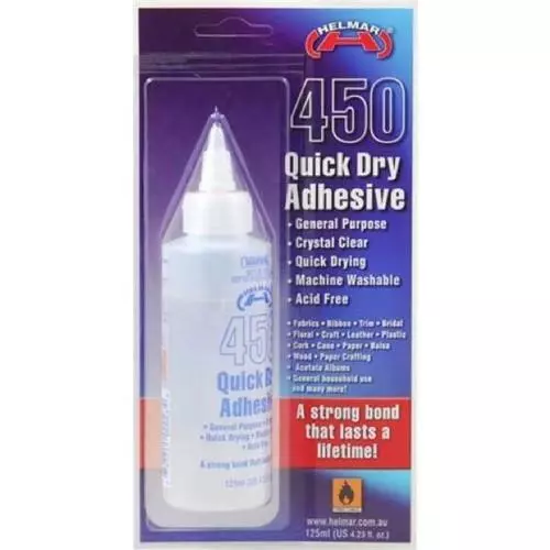 Helmar Adhesive - 450 Quick Dry Glue 125ml Clear Strong Bond Wood Paper Leather