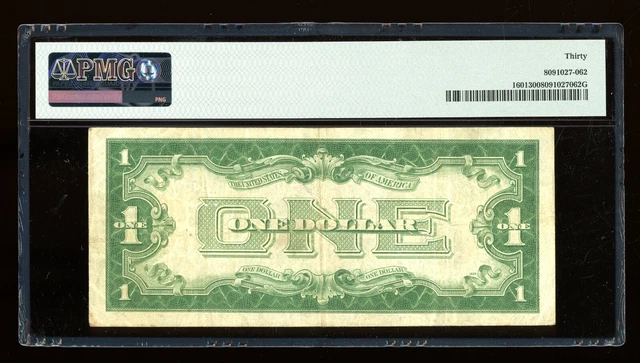 DBR 1928-A $1 Silver Funnyback Fr. 1601 TA Block PMG 30 Serial T43751299A 2