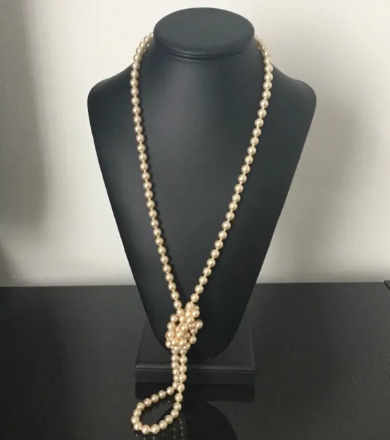 Grand Collier Vintage Fausses Perles Sautoir Necklace