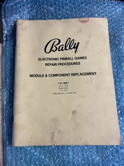 Original arcade game  manual Pinball Electronic Repair Module Component Bally￼