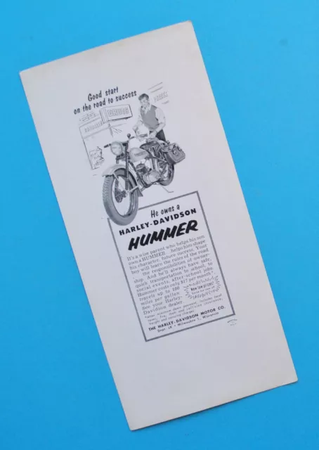 Original Vintage 1950's Harley Davidson Dealer Advertisement 125cc Hummer