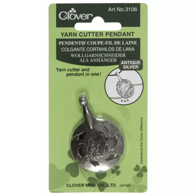 Clover Antique Silver Yarn Cutter Pendant