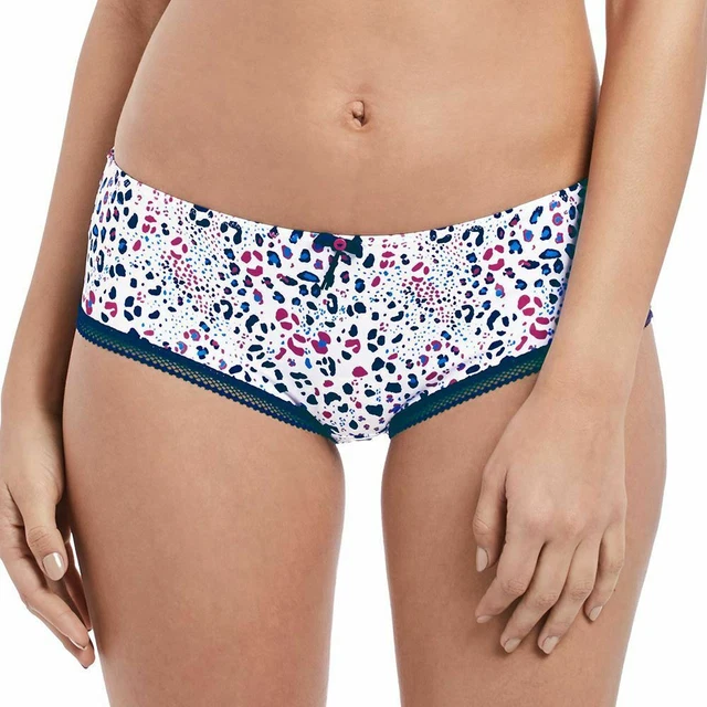 Freya Make Tracks Short Brief Size S 10 12 White Blue Pink Animal Print 5126