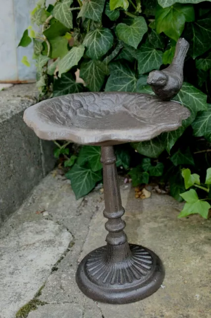 Vogeltränke Futterhaus Vogelbad Futterplatz Gusseisen dunkelbraun H 28cm