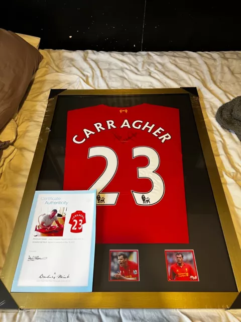 Liverpool FC - Signed Jamie Carragher Gold Framed Shirt (Danbury Mint Authentic)