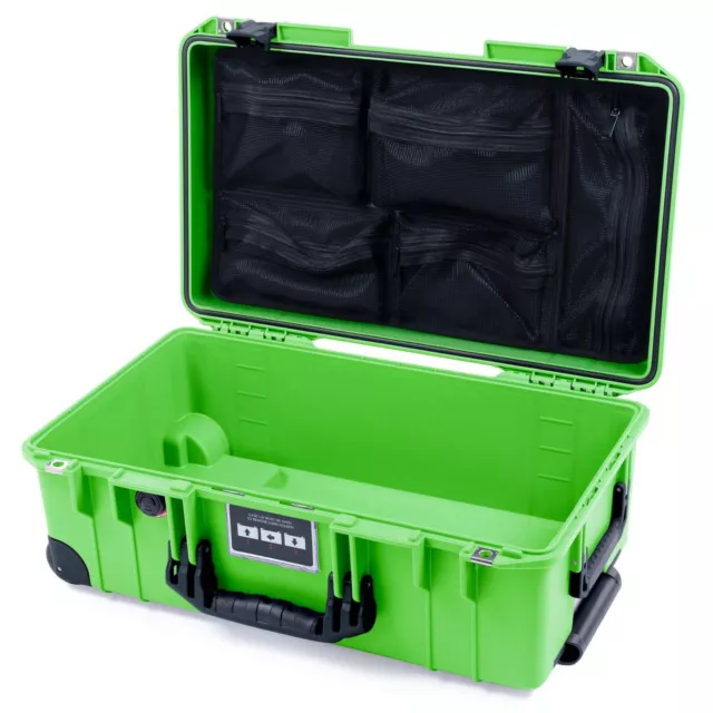 Lime Green & Black Pelican 1535 air case No Foam & with lid organizer.