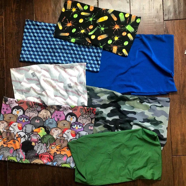 BOOK SOX COVERS 7 Stretchable Fabric Camo Sports Cartoon Pack Lot EUC School