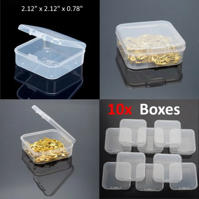 10x PCS Small Plastic Storage Boxes Container Square Box Coins Screws Jewelry