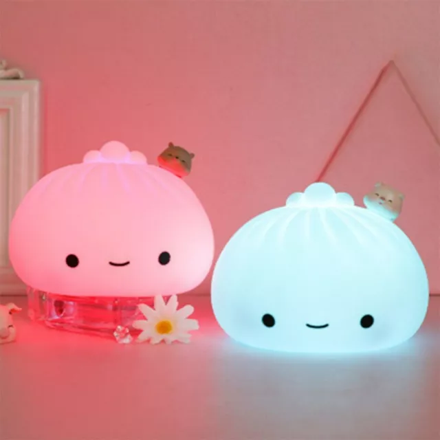 Creative Bun LED Silicone Night Light USB Children Bedside Table Lamp Kids Gift
