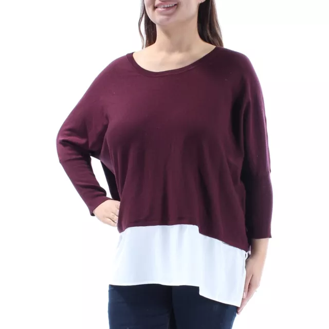 Style & Co. Women's Colorblock Dolman Sleeves Tunic Sweater Purple, X-Large XL