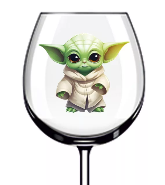 12x Baby Yoda Cartoon Bunte Weinglas Flasche Becher Vinyl Aufkleber Aufkleber