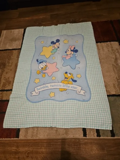VTG Dundee Disney Baby Blanket  Mickey Minnie  Donald Pluto Crib Comforter