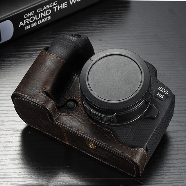 Genuine Leather R6 II Camera Case Handmade Half Bag Body for Canon R5 R6 R6 II