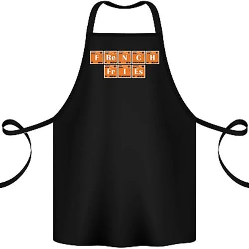 French Fries Periodic Table Chemistry Funny Cotton Apron 100% Organic