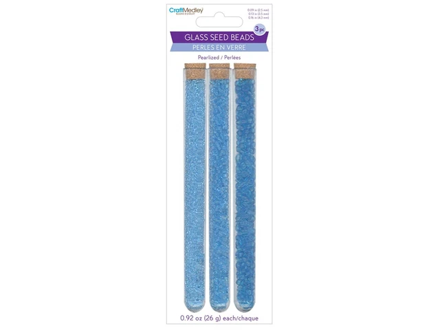 CraftMedley Glass Seed Bead Vials 3/Pkg-Blues - 6 Pack