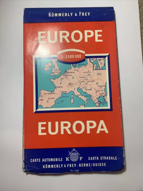 Europe Vintage Kummerly And Frey Map 1960s Old France Germany Italy Yugoslavia