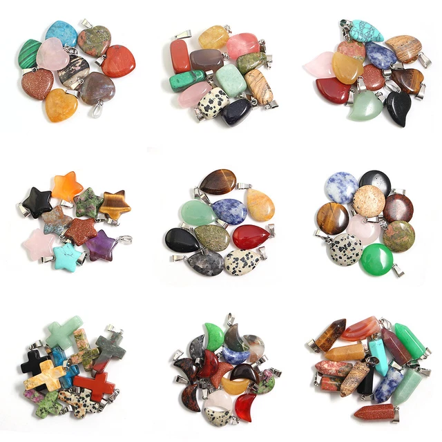 50pcs Multiple Shape Healing Crystal Natural Stone Charms Pendant for Jewelry