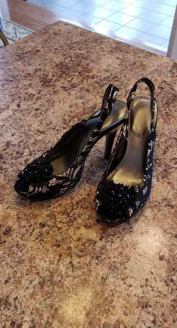 LULU TOWNSEND BLACK lace platform high heels sz 9 $17.99 - PicClick
