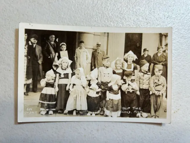 Vintage Tulip Time Festival Holland Michigan Real Photo Postcard - Children
