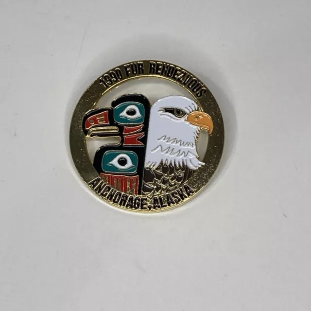 Anchorage  Alaska 1990 Fur Rendezvous Pin Totem Eagle