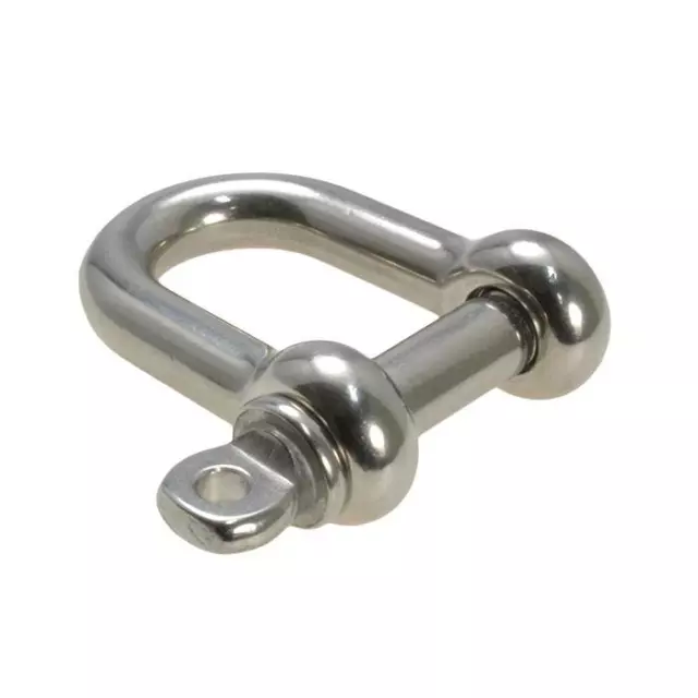 Qty 1 D Shackle M8 (8mm) Marine Stainless 316 Dee Rigging Halyard Shade Boat