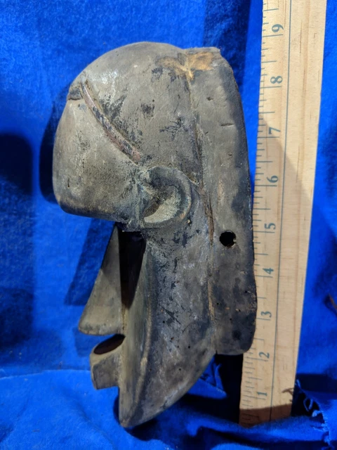 Very Old African Mask with Bulging Forehead — Authentic Carved African Wood Art 3