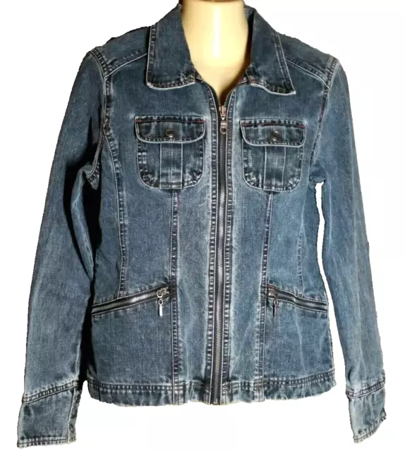 FRENCH CUFF S Women's Zip Jean Blue Denim Jacket Coat $8.99 - PicClick