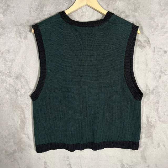 Campus Casuals of California Knit Vest Womens Large Green Birds Vintage Ramie 2