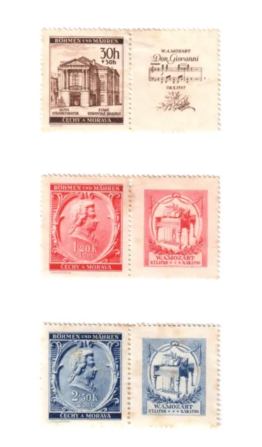 Briefmarken Böhmen und Mähren 1941 W. A. Mozart