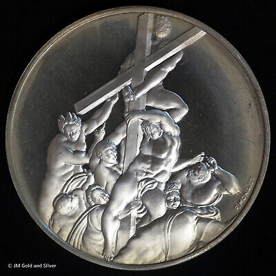 1972 .925 Silver Franklin Mint Medal | Michelangelo Angels Supporting the Cross