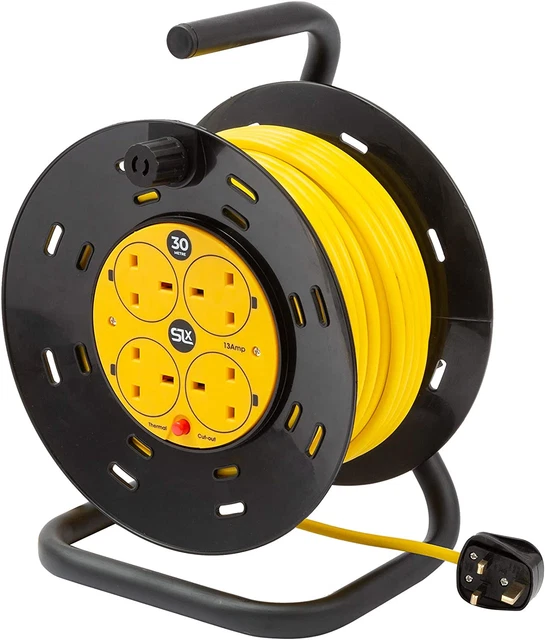 Cavo di estensione 30 m mulinello cavo resistente 4 prese bobina cavo UK