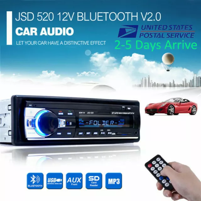 1Din In-Dash Voiture Autoradio Stéréo Bluetooth MP3 Player FM Radio USB AUX-IN