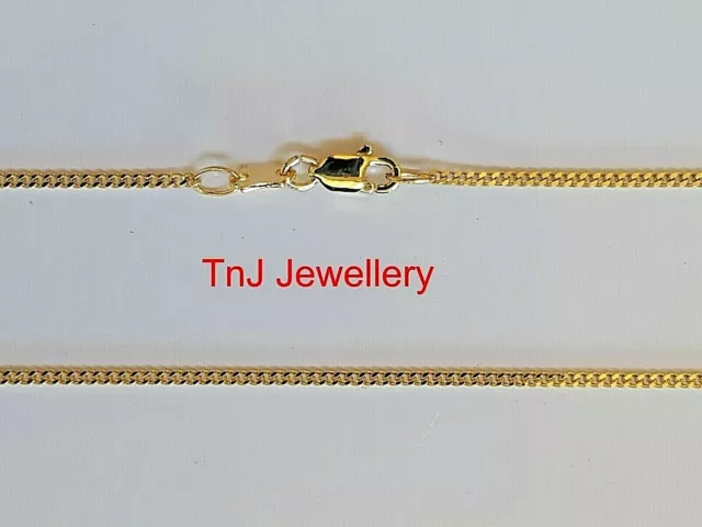 Solid 925 Sterling Silver Hard 9ct Gold Plated Diamond Cut Curb Chain Necklaces