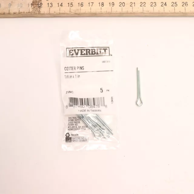 (5-Pk) Everbilt Cotter Pins Zinc-Plated Metallics 1/8" x 1" 560309