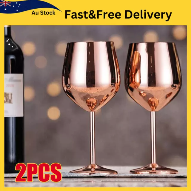 2Pcs Stainless Steel Wine Glasses 500ML Goblets Unbreakable Large Capacity Wine