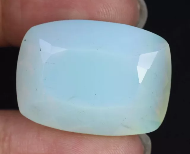 49.20Ct Natural From White & Blue Welo Opal Emerald Cut Certified Loose Gemstone