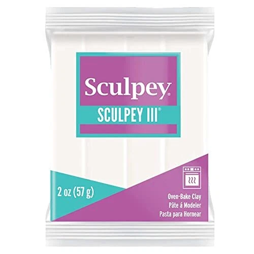 Horno de polímero Sculpey III arcilla blanco no tóxico 2 oz. Barra ideal para modelos...