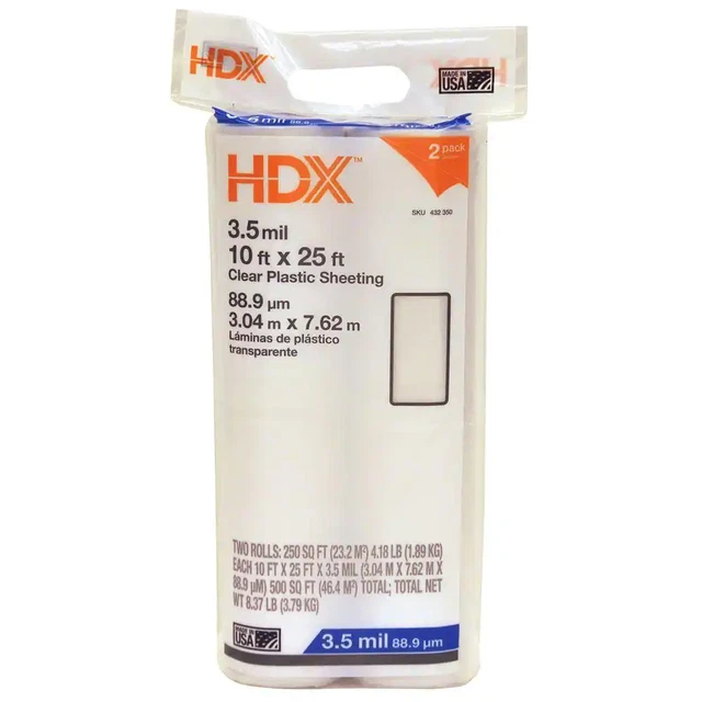 10 Ft. X 25 Ft. Clear 3.5 Mil Plastic Sheeting (2-Pack)