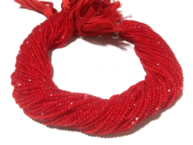 5 Strand Red Quartz Round Faceted 2-2.5mm Beads 12"inch, Red Quartz Round