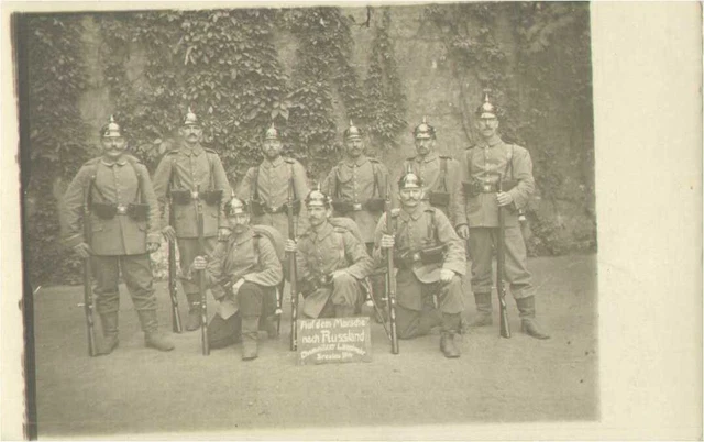 Soldatenportrait, Chemnitzer Landwehr, nach Rußland, Foto-Feldpostkarte, Breslau