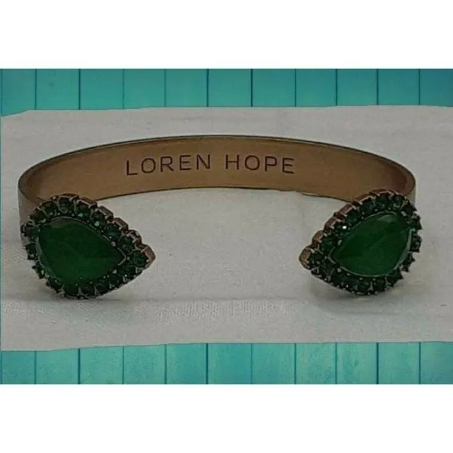 Loren Hope Emarld Crystal Teardrop Cuff Bracelet