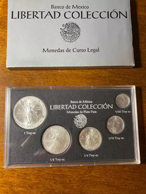 LOWER PRICE - 1992 Bank of Mexico 5-Coin Silver Libertad Set in BU Condition