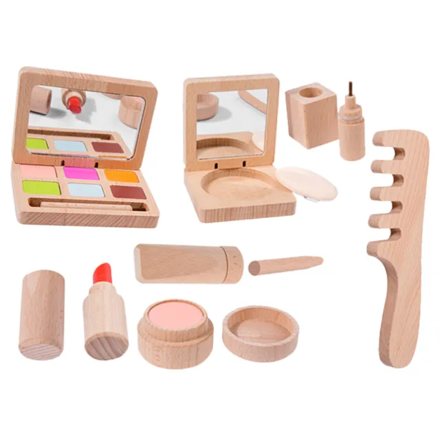 Juguete cosmético de madera salón de belleza juego de maquillaje para habitación infantil lápiz labial
