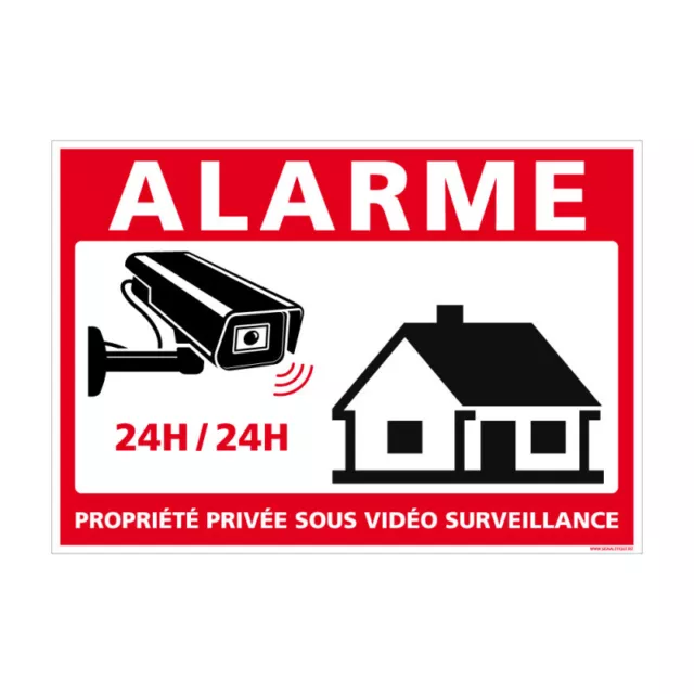 Panneau Alarme Propriété Privée sous Vidéo Surveillance  24h/24. G1650. Sticker,